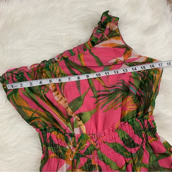Zarr Collection One Shoulder Pink Tropical Print Pant Jumpsuit - Picture 10 of 12